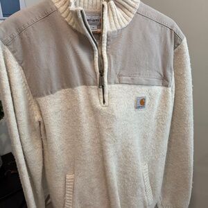 Carhartt Cream Sherpa 1/4 Zip Pullover Jacket Size Medium